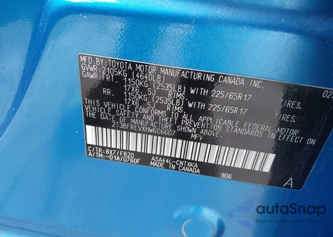 2017 Toyota Rav4 Le из США, поврежденный, VIN 2T3BFREVXHW606607